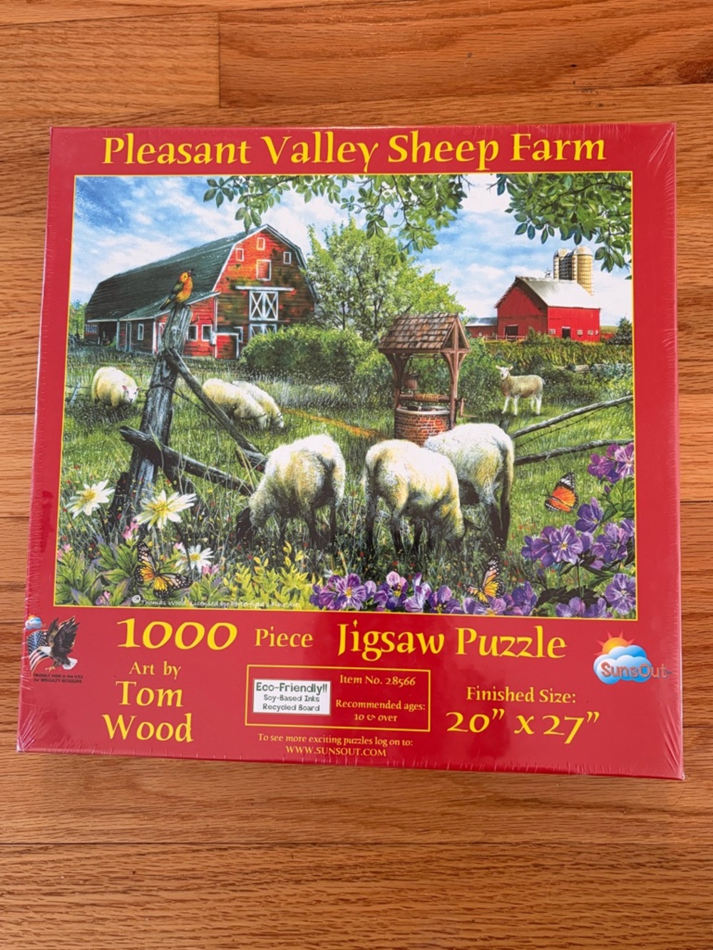 Pleasant Valley Sheep Farm 1000-Piece Jigsaw Puzzle - Red